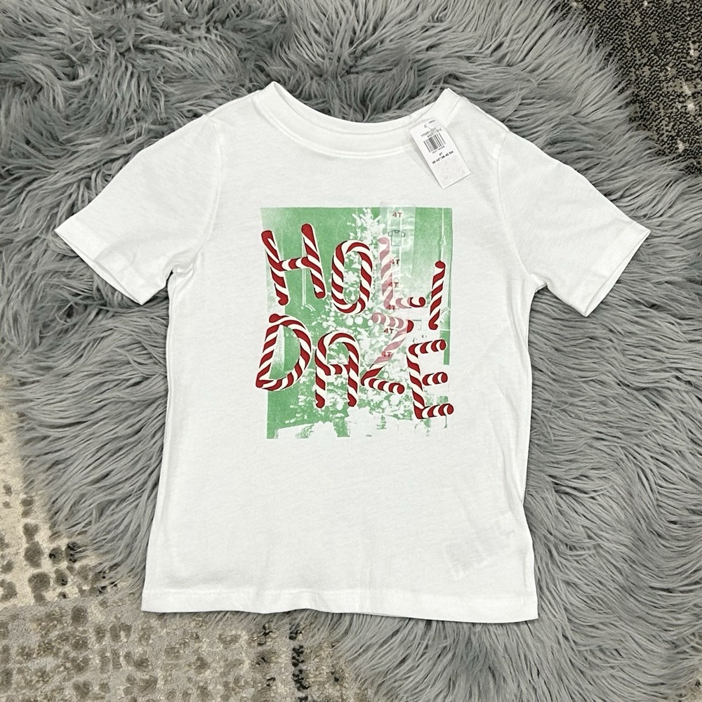 Old Navy Youth Short Sleeve Holiday Graphic "Holly-Daze" Size 4T Family Matching